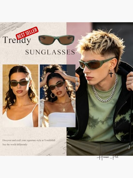 Wrap Around Sports Sunglasses UV400 Protection 90s Retro Y2K Shades main image 5